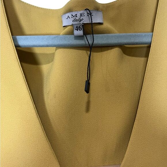 AMEN Italy Yellow Sleeveless High-Low Dress Size 46 (US 10) Minimalist Elegant - Picture 3 of 6